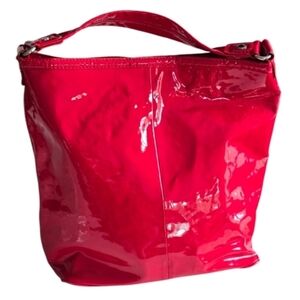Marc Jacobs Tote Handbag Womens Enamel Pink Silver Hardware Logo Large